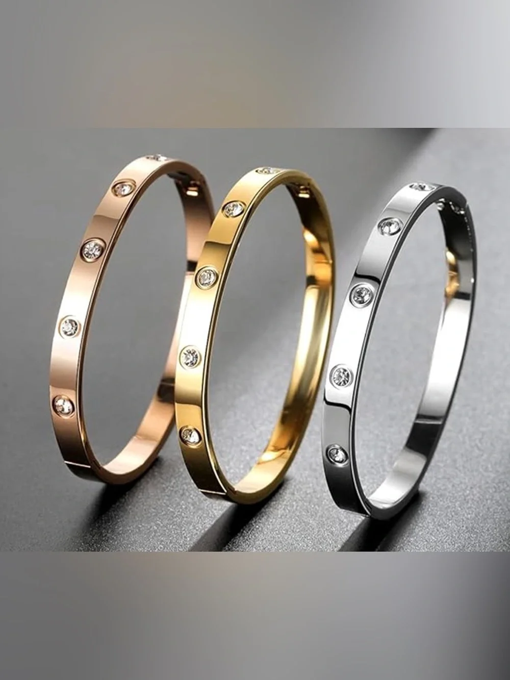 Cartier Crystal Screw-Style LoveBangle Bracelet - 18k Gold, Rose Gold, silver